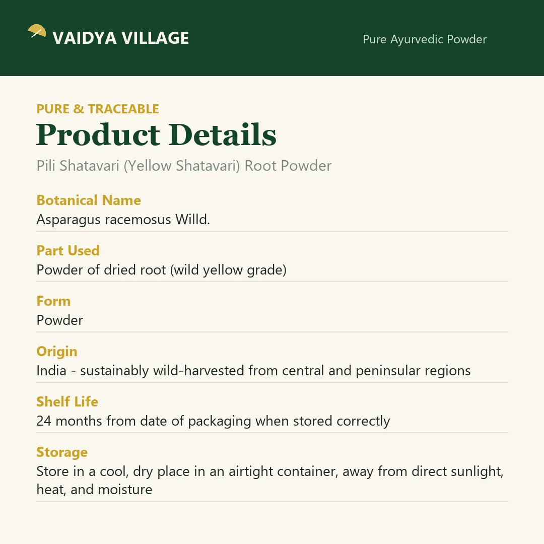 Pili Shatavari (Yellow Shatavari) Root Powder view 7